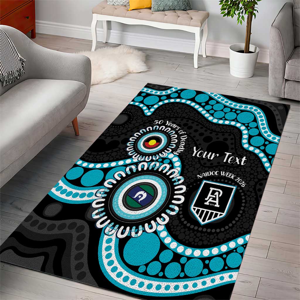Port Adelaide NAIDOC 2026 Personalised Area Rug 50 Years of Deadly Aboriginal Art