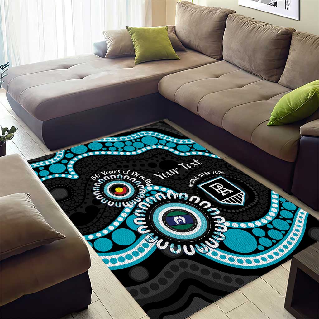Port Adelaide NAIDOC 2026 Personalised Area Rug 50 Years of Deadly Aboriginal Art