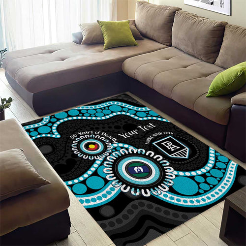Port Adelaide NAIDOC 2026 Personalised Area Rug 50 Years of Deadly Aboriginal Art