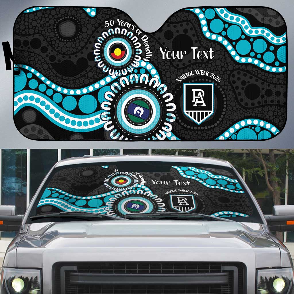 Port Adelaide NAIDOC 2026 Personalised Auto Sun Shade 50 Years of Deadly Aboriginal Art