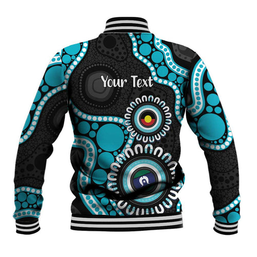 Port Adelaide NAIDOC 2026 Personalised Baseball Jacket 50 Years of Deadly Aboriginal Art