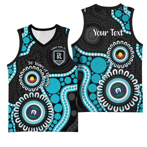 Port Adelaide NAIDOC 2026 Personalised Basketball Jersey 50 Years of Deadly Aboriginal Art