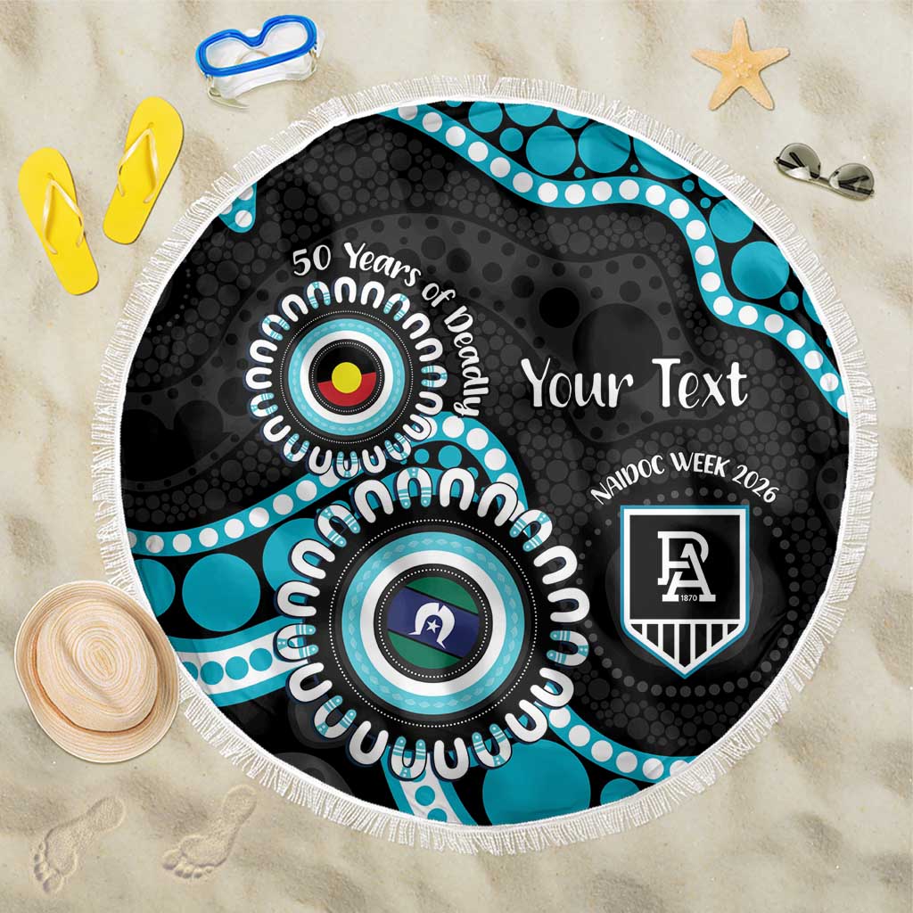Port Adelaide NAIDOC 2026 Personalised Beach Blanket 50 Years of Deadly Aboriginal Art