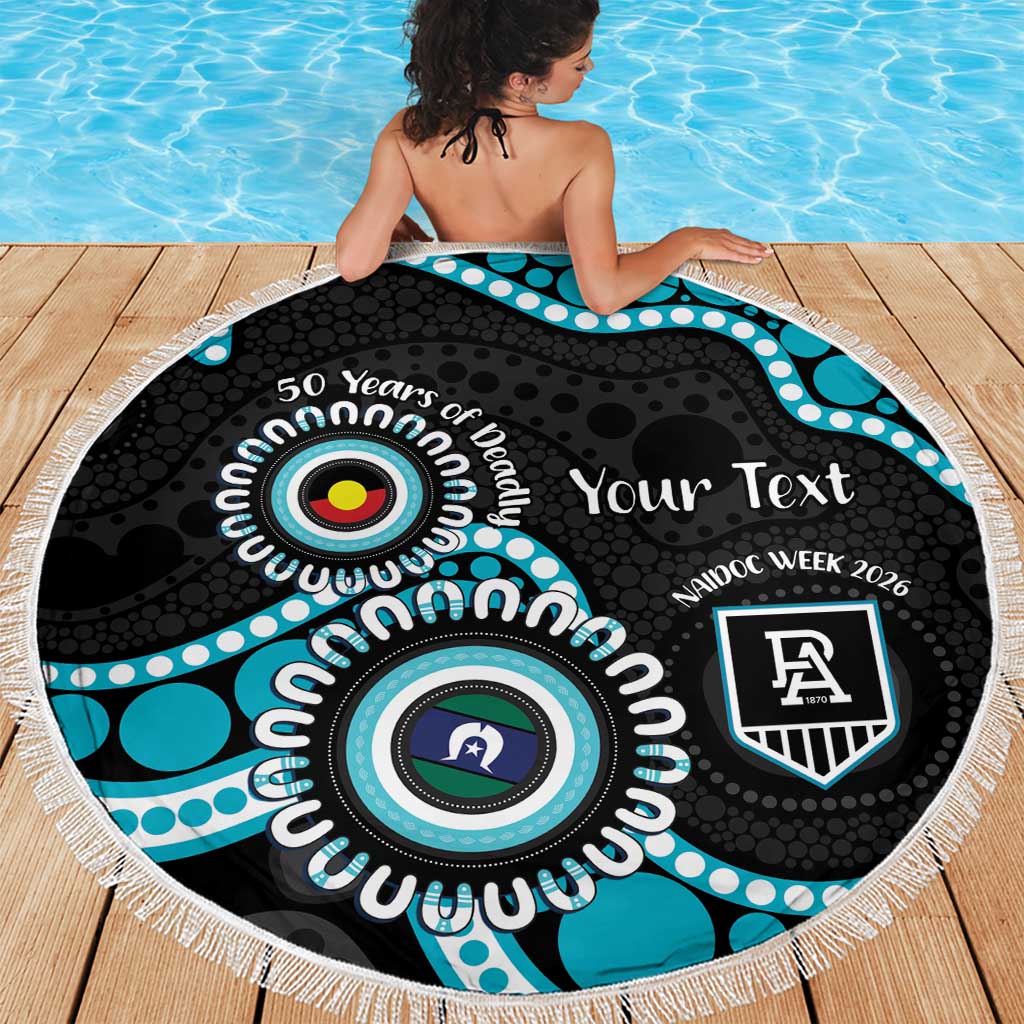 Port Adelaide NAIDOC 2026 Personalised Beach Blanket 50 Years of Deadly Aboriginal Art