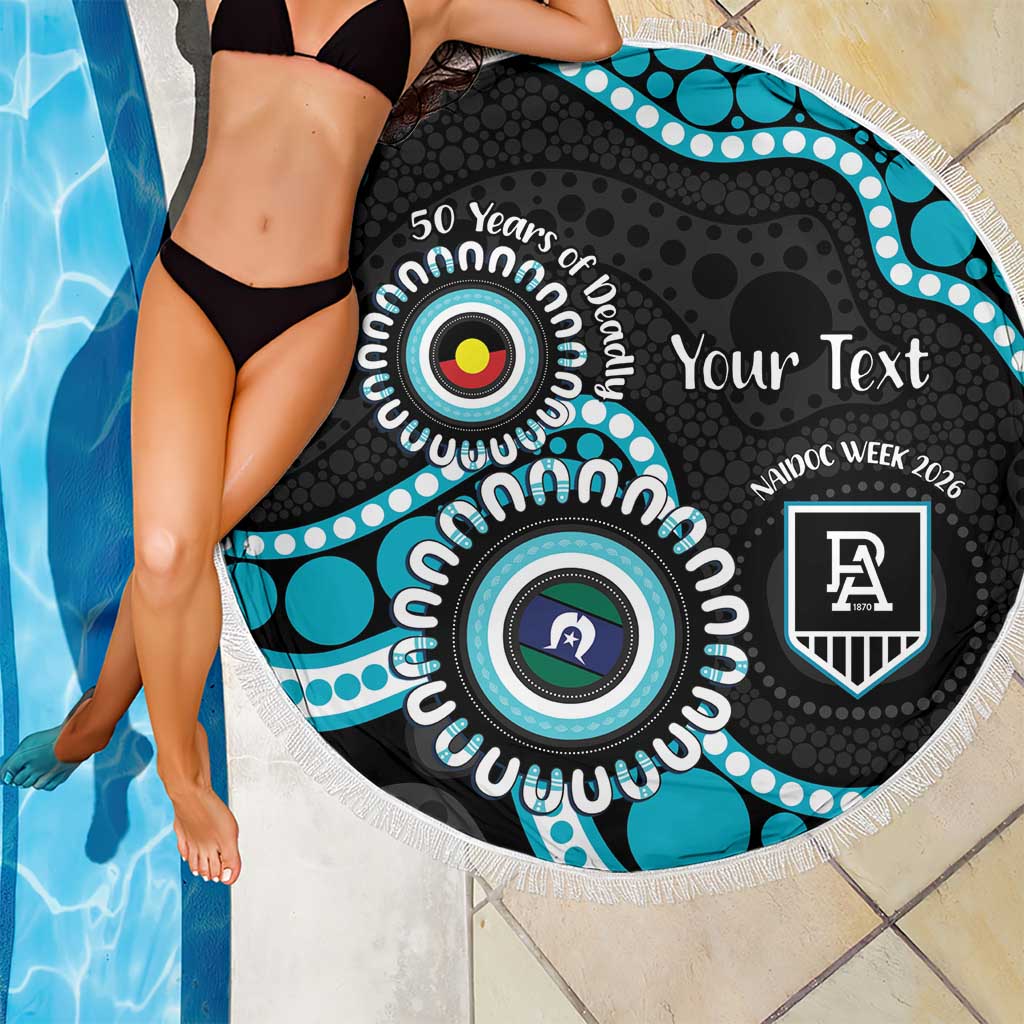 Port Adelaide NAIDOC 2026 Personalised Beach Blanket 50 Years of Deadly Aboriginal Art