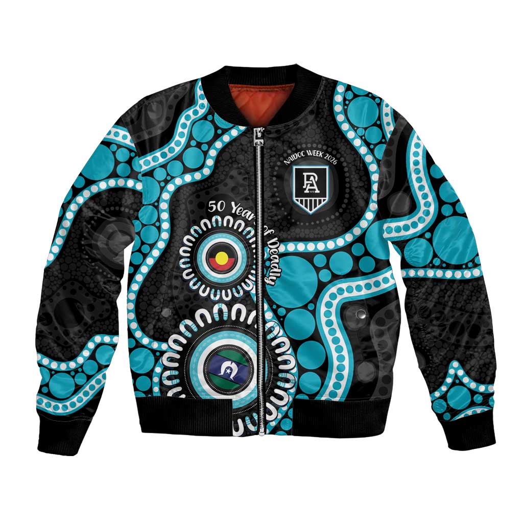 Port Adelaide NAIDOC 2026 Personalised Bomber Jacket 50 Years of Deadly Aboriginal Art