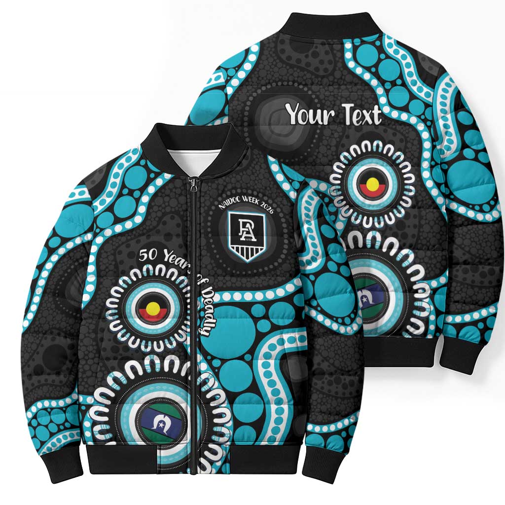 Port Adelaide NAIDOC 2026 Personalised Bomber Puffer Jacket 50 Years of Deadly Aboriginal Art