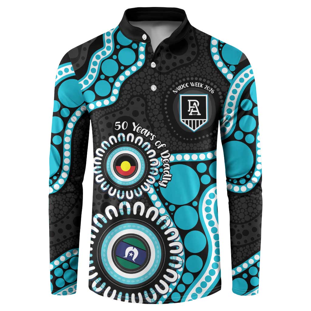 Port Adelaide NAIDOC 2026 Personalised Button Sweatshirt 50 Years of Deadly Aboriginal Art