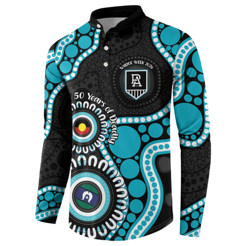 Port Adelaide NAIDOC 2026 Personalised Button Sweatshirt 50 Years of Deadly Aboriginal Art