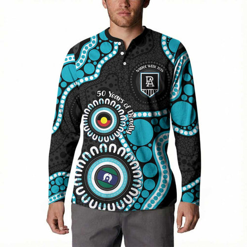 Port Adelaide NAIDOC 2026 Personalised Button Sweatshirt 50 Years of Deadly Aboriginal Art