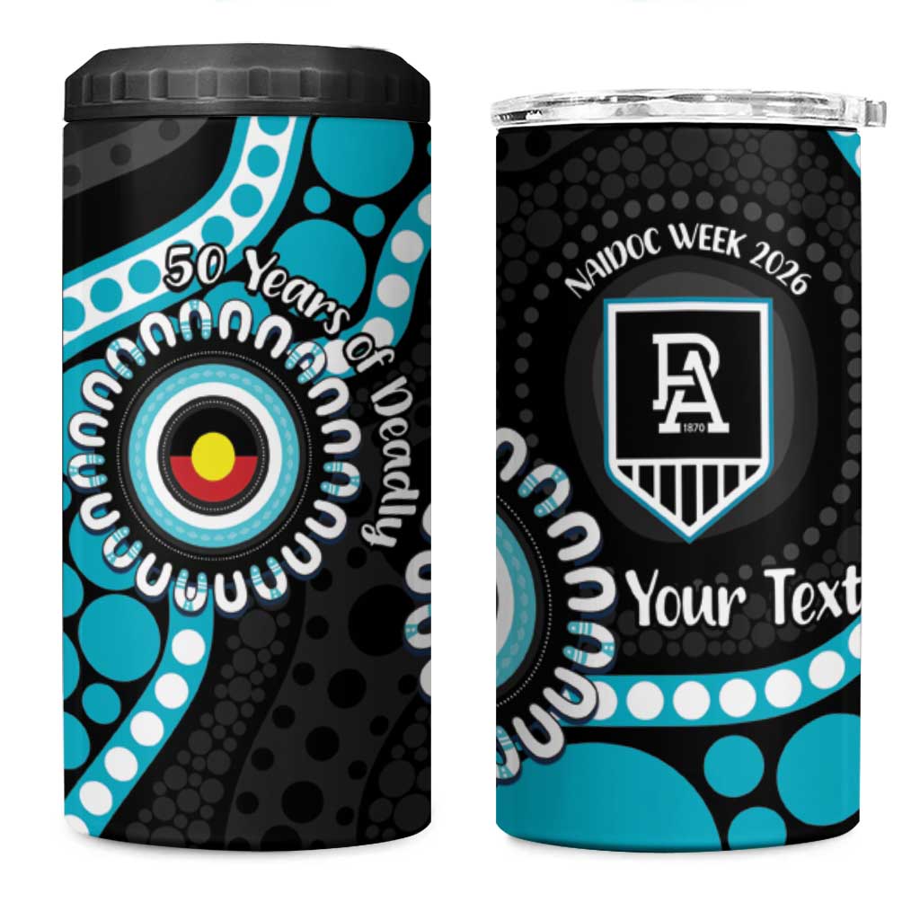 Port Adelaide NAIDOC 2026 Personalised 4 in 1 Can Cooler Tumbler 50 Years of Deadly Aboriginal Art