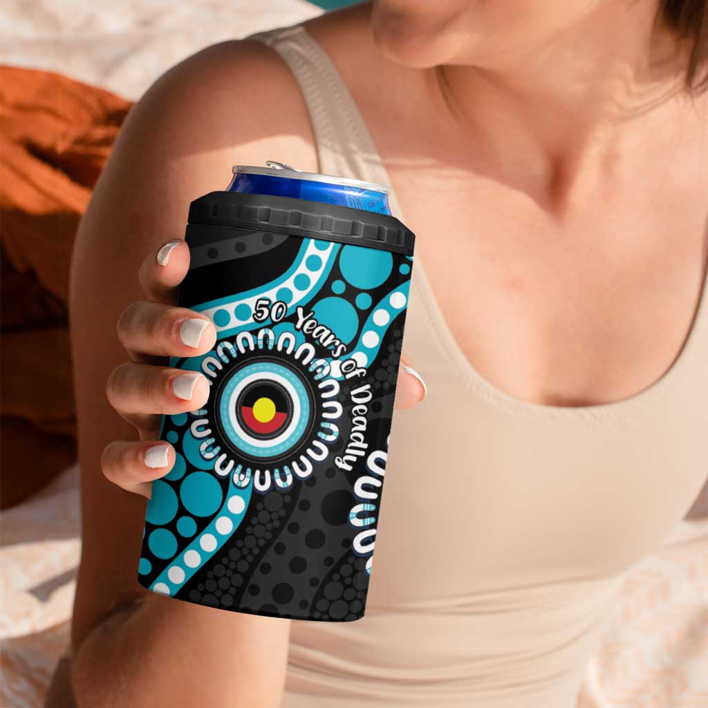 Port Adelaide NAIDOC 2026 Personalised 4 in 1 Can Cooler Tumbler 50 Years of Deadly Aboriginal Art