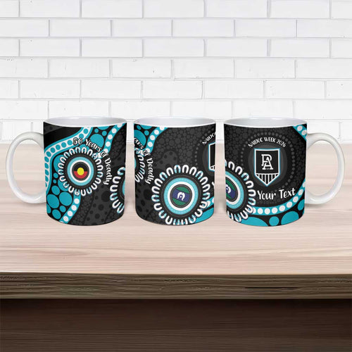 Port Adelaide NAIDOC 2026 Personalised Ceramic Mug 50 Years of Deadly Aboriginal Art