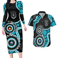 Port Adelaide NAIDOC 2026 Personalised Couples Matching Long Sleeve Bodycon Dress and Hawaiian Shirt 50 Years of Deadly Aboriginal Art
