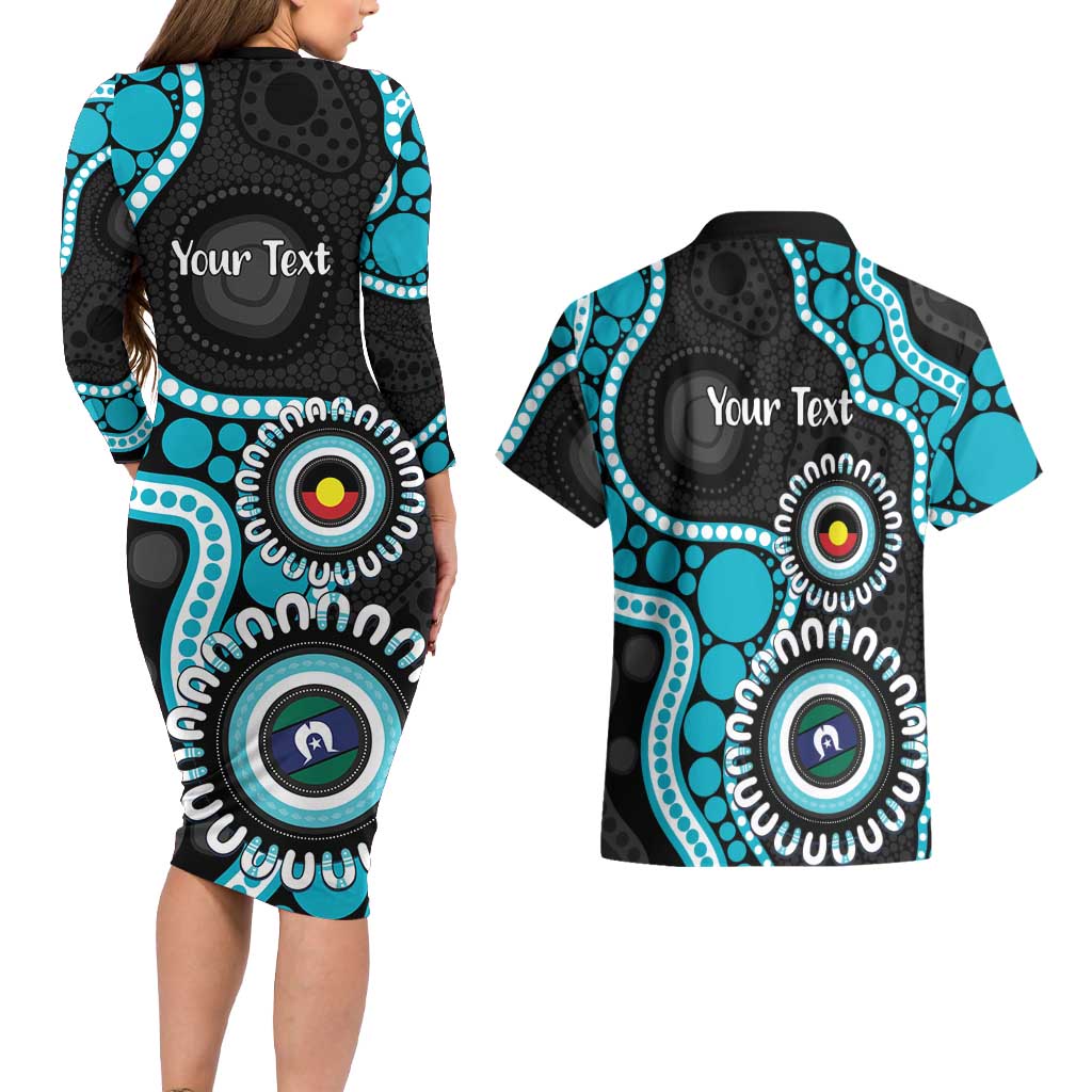 Port Adelaide NAIDOC 2026 Personalised Couples Matching Long Sleeve Bodycon Dress and Hawaiian Shirt 50 Years of Deadly Aboriginal Art