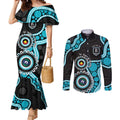 Port Adelaide NAIDOC 2026 Personalised Couples Matching Mermaid Dress and Long Sleeve Button Shirt 50 Years of Deadly Aboriginal Art