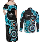 Port Adelaide NAIDOC 2026 Personalised Couples Matching Off Shoulder Maxi Dress and Long Sleeve Button Shirt 50 Years of Deadly Aboriginal Art