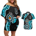 Port Adelaide NAIDOC 2026 Personalised Couples Matching Off Shoulder Short Dress and Hawaiian Shirt 50 Years of Deadly Aboriginal Art
