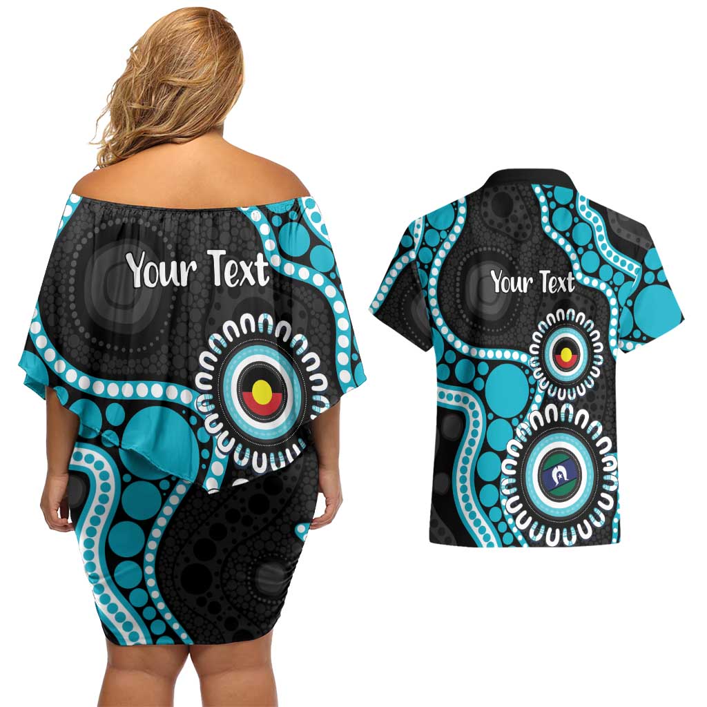 Port Adelaide NAIDOC 2026 Personalised Couples Matching Off Shoulder Short Dress and Hawaiian Shirt 50 Years of Deadly Aboriginal Art