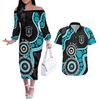 Port Adelaide NAIDOC 2026 Personalised Couples Matching Off The Shoulder Long Sleeve Dress and Hawaiian Shirt 50 Years of Deadly Aboriginal Art