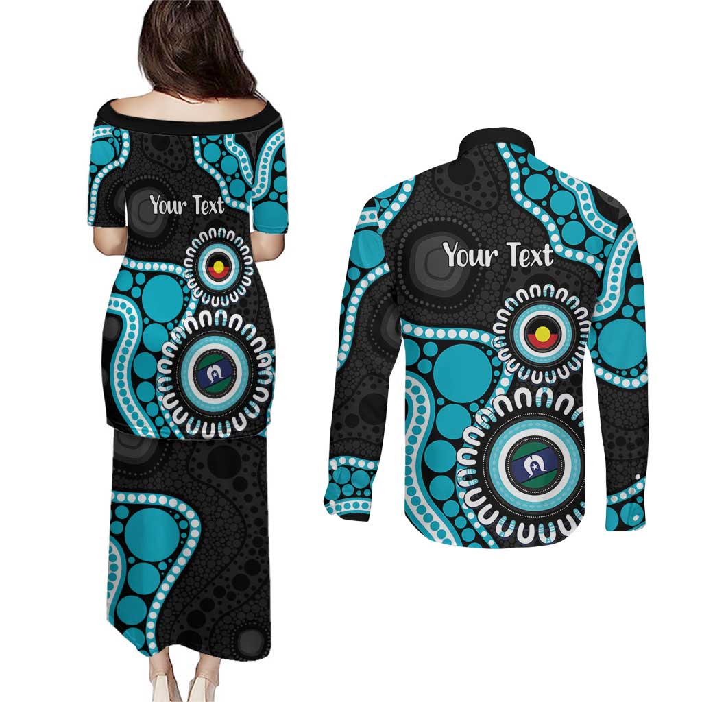 Port Adelaide NAIDOC 2026 Personalised Couples Matching Puletasi and Long Sleeve Button Shirt 50 Years of Deadly Aboriginal Art