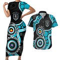 Port Adelaide NAIDOC 2026 Personalised Couples Matching Short Sleeve Bodycon Dress and Hawaiian Shirt 50 Years of Deadly Aboriginal Art