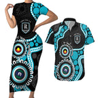 Port Adelaide NAIDOC 2026 Personalised Couples Matching Short Sleeve Bodycon Dress and Hawaiian Shirt 50 Years of Deadly Aboriginal Art