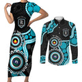 Port Adelaide NAIDOC 2026 Personalised Couples Matching Short Sleeve Bodycon Dress and Long Sleeve Button Shirt 50 Years of Deadly Aboriginal Art
