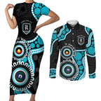Port Adelaide NAIDOC 2026 Personalised Couples Matching Short Sleeve Bodycon Dress and Long Sleeve Button Shirt 50 Years of Deadly Aboriginal Art