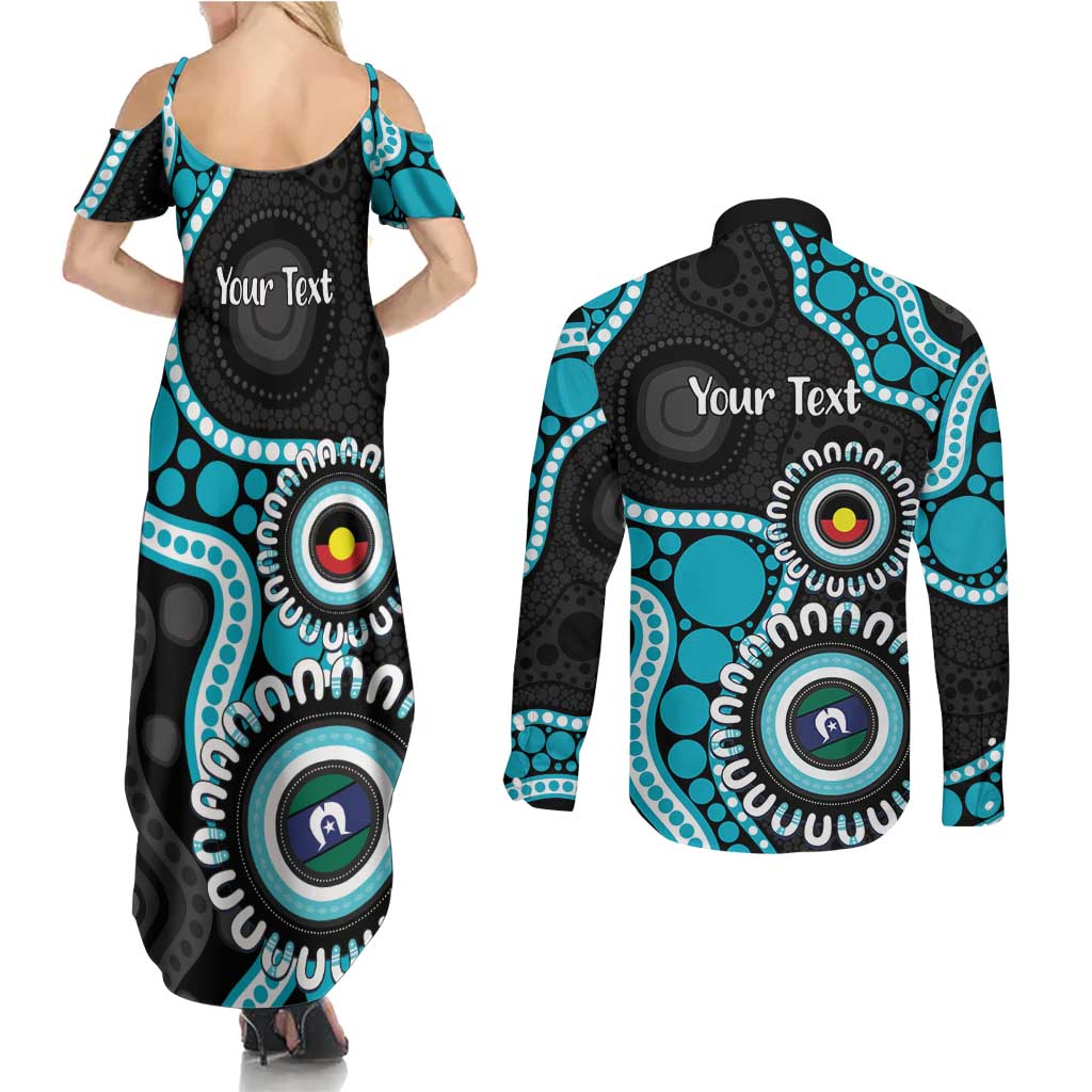 Port Adelaide NAIDOC 2026 Personalised Couples Matching Summer Maxi Dress and Long Sleeve Button Shirt 50 Years of Deadly Aboriginal Art