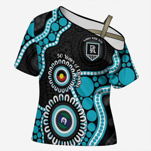 Port Adelaide NAIDOC 2026 Personalised Cross Shoulder Shirt 50 Years of Deadly Aboriginal Art