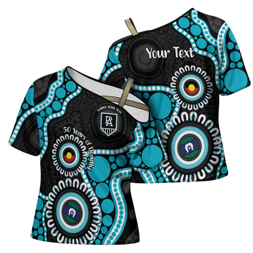 Port Adelaide NAIDOC 2026 Personalised Cross Shoulder Shirt 50 Years of Deadly Aboriginal Art