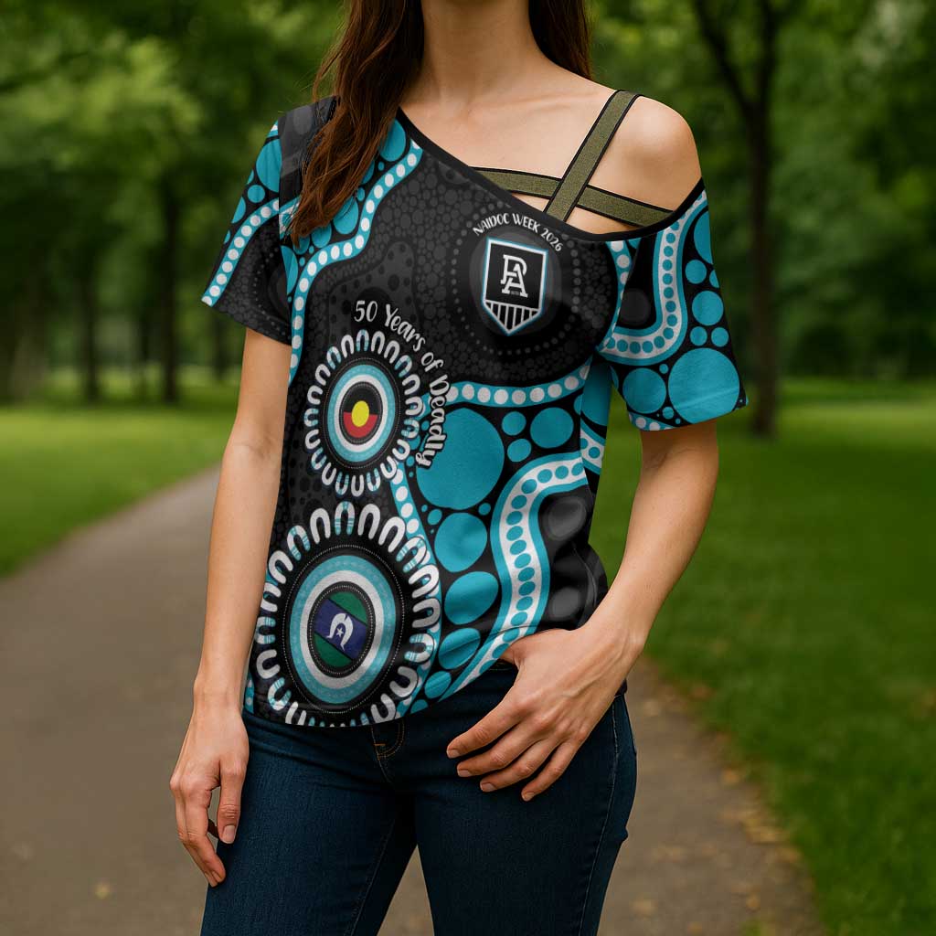 Port Adelaide NAIDOC 2026 Personalised Cross Shoulder Shirt 50 Years of Deadly Aboriginal Art