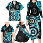 Port Adelaide NAIDOC 2026 Personalised Family Matching Long Sleeve Bodycon Dress and Hawaiian Shirt 50 Years of Deadly Aboriginal Art