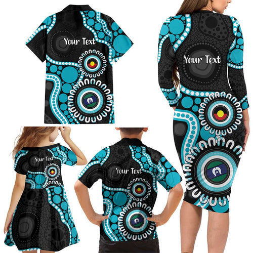 Port Adelaide NAIDOC 2026 Personalised Family Matching Long Sleeve Bodycon Dress and Hawaiian Shirt 50 Years of Deadly Aboriginal Art