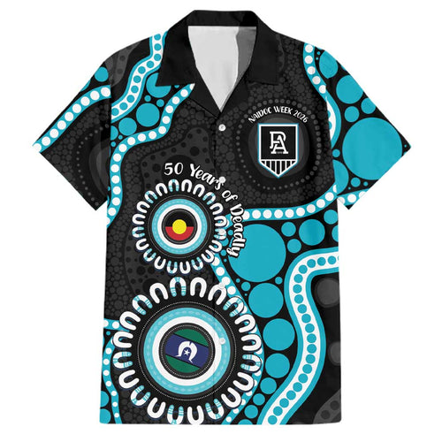 Port Adelaide NAIDOC 2026 Personalised Family Matching Long Sleeve Bodycon Dress and Hawaiian Shirt 50 Years of Deadly Aboriginal Art