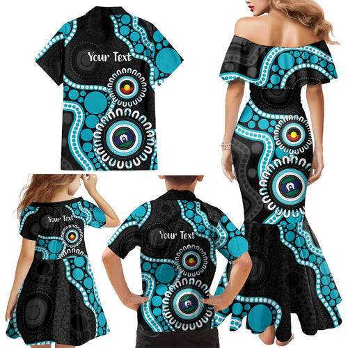 Port Adelaide NAIDOC 2026 Personalised Family Matching Mermaid Dress and Hawaiian Shirt 50 Years of Deadly Aboriginal Art