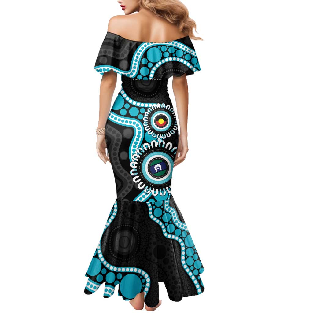 Port Adelaide NAIDOC 2026 Personalised Family Matching Mermaid Dress and Hawaiian Shirt 50 Years of Deadly Aboriginal Art