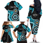 Port Adelaide NAIDOC 2026 Personalised Family Matching Off The Shoulder Long Sleeve Dress and Hawaiian Shirt 50 Years of Deadly Aboriginal Art