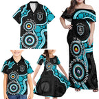 Port Adelaide NAIDOC 2026 Personalised Family Matching Off Shoulder Maxi Dress and Hawaiian Shirt 50 Years of Deadly Aboriginal Art