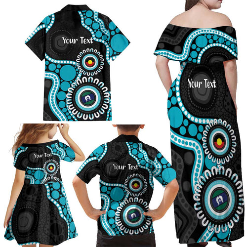Port Adelaide NAIDOC 2026 Personalised Family Matching Off Shoulder Maxi Dress and Hawaiian Shirt 50 Years of Deadly Aboriginal Art