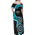 Port Adelaide NAIDOC 2026 Personalised Family Matching Off Shoulder Maxi Dress and Hawaiian Shirt 50 Years of Deadly Aboriginal Art