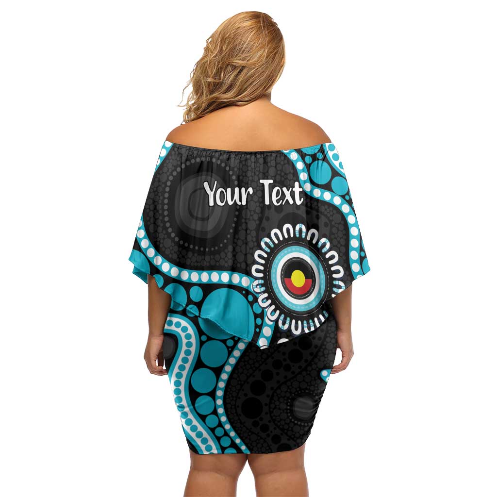 Port Adelaide NAIDOC 2026 Personalised Family Matching Off Shoulder Short Dress and Hawaiian Shirt 50 Years of Deadly Aboriginal Art