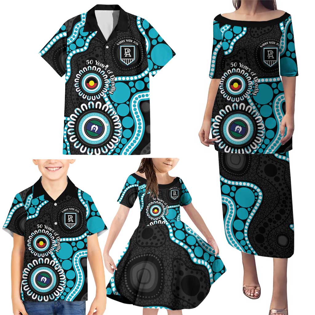 Port Adelaide NAIDOC 2026 Personalised Family Matching Puletasi and Hawaiian Shirt 50 Years of Deadly Aboriginal Art