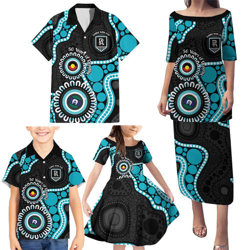 Port Adelaide NAIDOC 2026 Personalised Family Matching Puletasi and Hawaiian Shirt 50 Years of Deadly Aboriginal Art