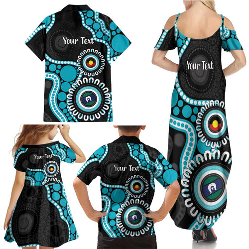 Port Adelaide NAIDOC 2026 Personalised Family Matching Summer Maxi Dress and Hawaiian Shirt 50 Years of Deadly Aboriginal Art
