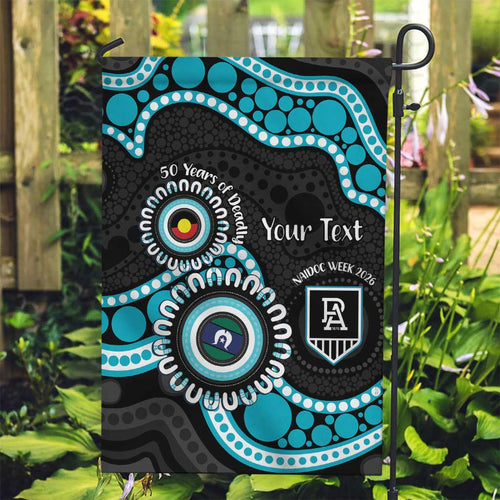 Port Adelaide NAIDOC 2026 Personalised Garden Flag 50 Years of Deadly Aboriginal Art