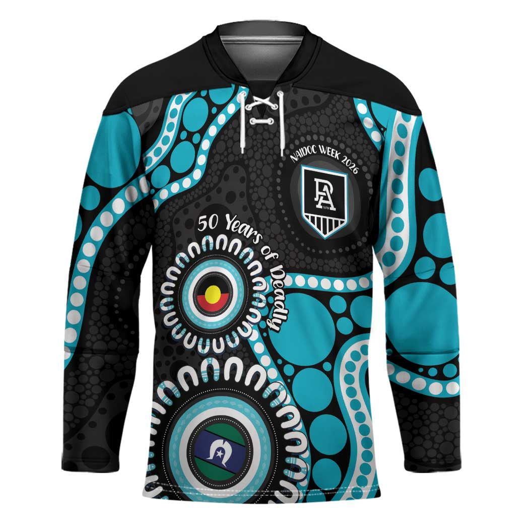 Port Adelaide NAIDOC 2026 Personalised Hockey Jersey 50 Years of Deadly Aboriginal Art