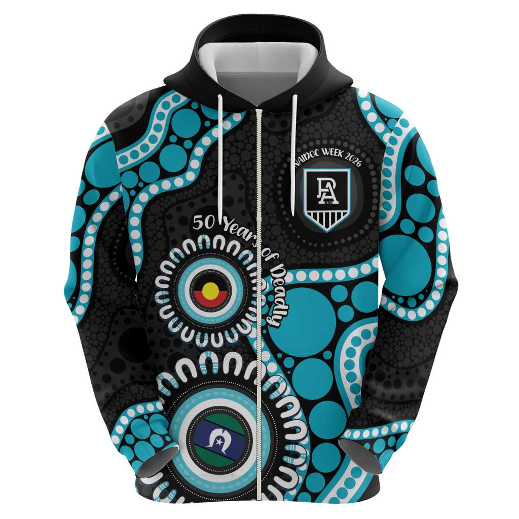 Port Adelaide NAIDOC 2026 Personalised Hoodie 50 Years of Deadly Aboriginal Art