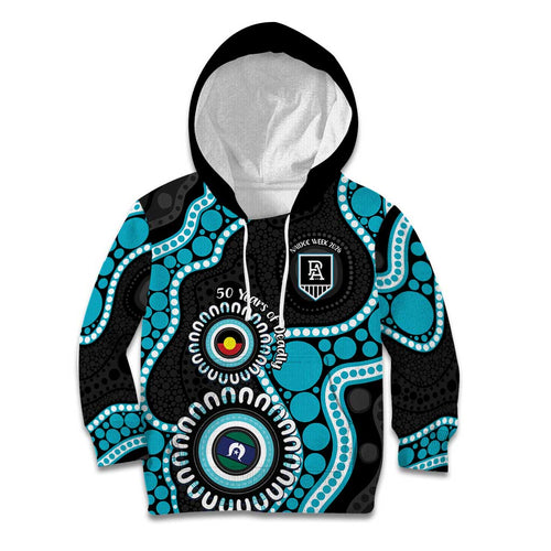 Port Adelaide NAIDOC 2026 Personalised Kid Hoodie 50 Years of Deadly Aboriginal Art